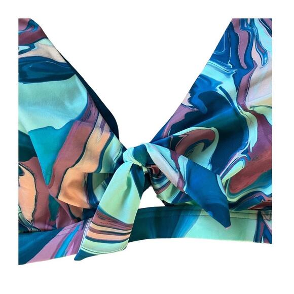 New Birdsong Tie Front Bikini Top Tide Pool 40H - Picture 4 of 9